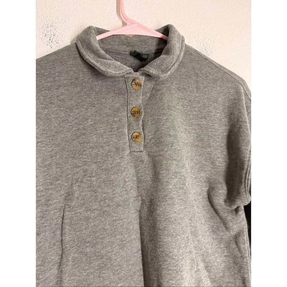 Wild Fable Women's Cropped Polo Shirt Size S Heather Gray Cotton Blend - Picture 2 of 7